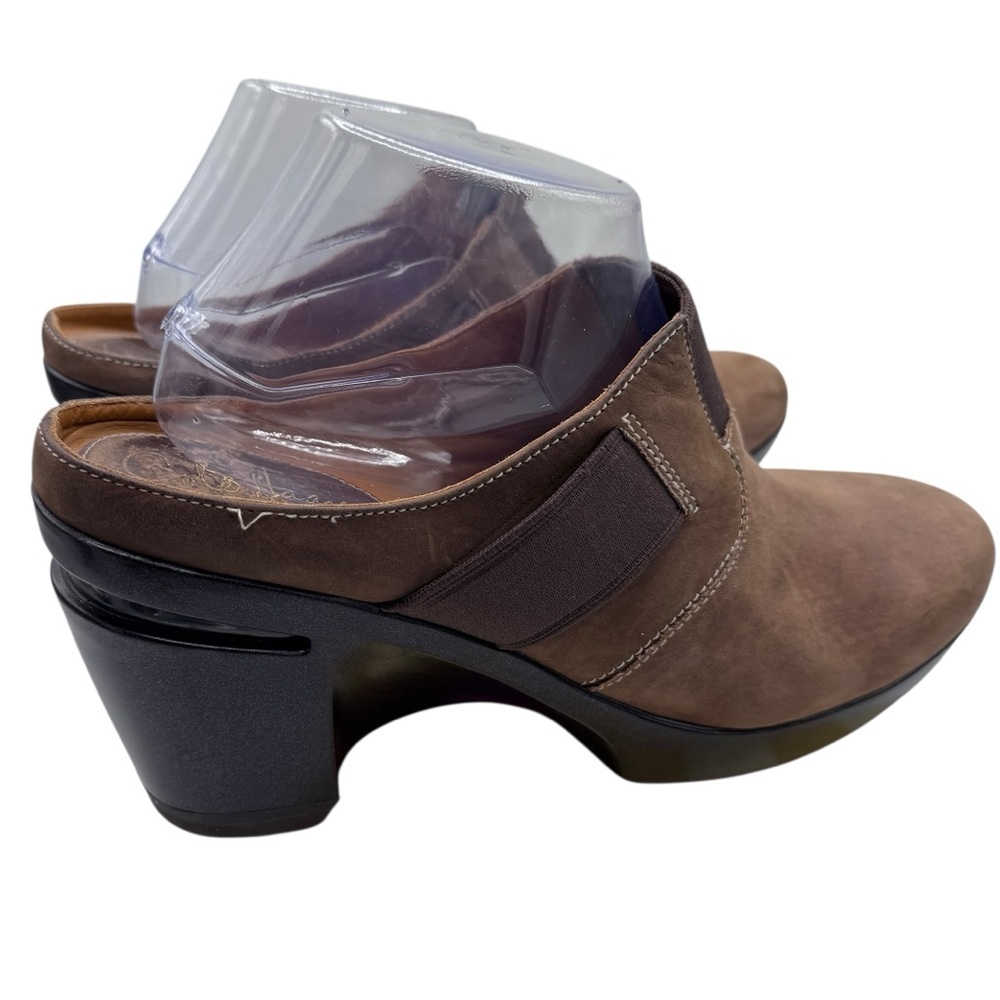 Women’s Brown Suede Slip-On Heeled Clogs - Picture 6 of 13